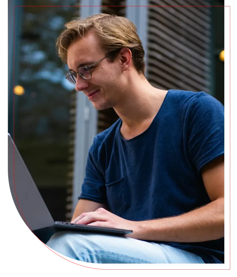 man using laptop